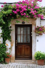  Elegant Front Door with Glass Panels Framing a Beautiful Home Entrance Surrounded by Flowers