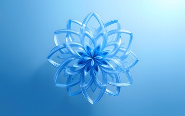Poster - Abstract Blue Design A Star Shape, A Flowing Ribbon. A Translucent Beauty, A Cool Artistic Creation. A Modern Aesthetic, A Calming Visual.