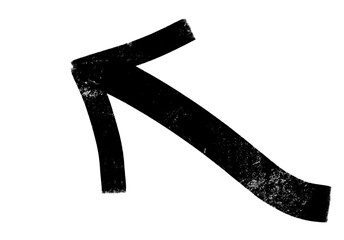Poster - A black grunge arrow points up and to the left, isolated on transparent background