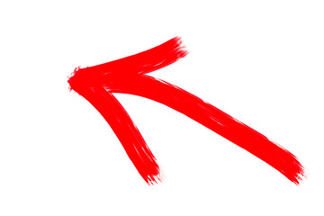 Poster - A red brushstroke arrow points to the left, isolated on transparent background
