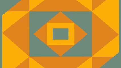 Poster - Geometric abstract pattern with orange and teal squares and triangles