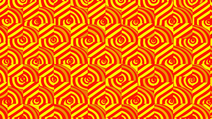 Aufkleber - Vibrant red and yellow concentric circles and diagonal stripes pattern
