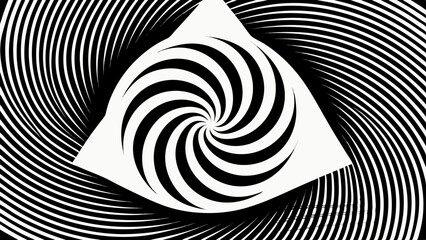 Aufkleber - Abstract black and white optical illusion swirl pattern with triangle