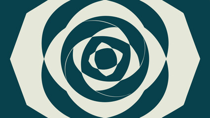 Poster - Abstract geometric pattern with swirling curves and sharp edges in teal and cream