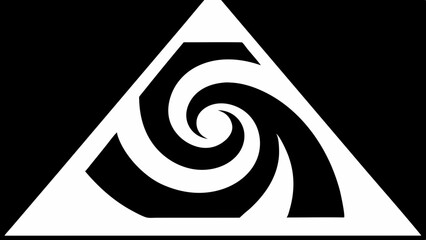 Poster - Abstract black and white spiral design within a triangle shape