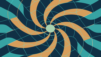 Poster - Abstract geometric swirl pattern with teal and orange segments
