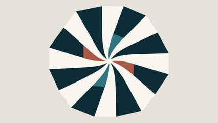 Poster - Abstract geometric pattern with swirling dark blue and white stripes and accent colors