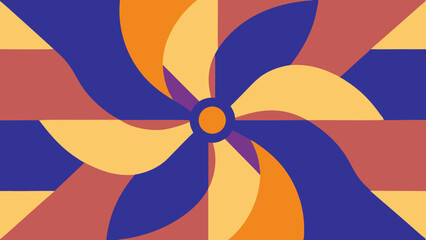 Aufkleber - Abstract geometric pinwheel design with swirling shapes and bold colors