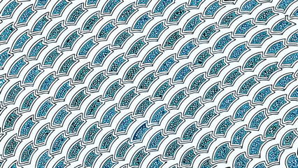 Aufkleber - Intricate blue and white geometric pattern with repeating curved shapes