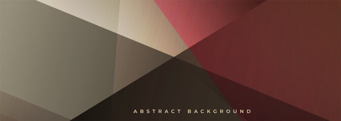 Poster - Dark brown and red modern abstract background. with 3d geometric shapes. Vector illustration wide banner in retro colors