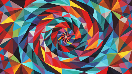 Aufkleber - Vibrant geometric spiral pattern with colorful triangles and swirling motion
