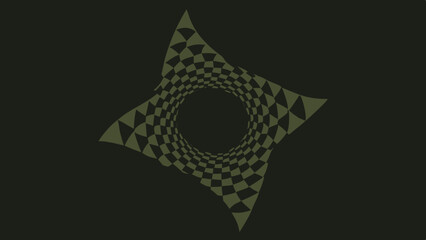 Poster - Abstract geometric tunnel shape with a checkered pattern on a dark background