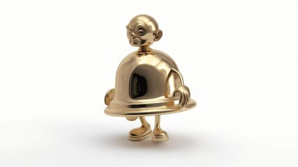 Poster - Animated Golden Bell Character with Angry Expression on White Background