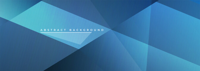 Poster - Blue modern wide banner with geometric shapes. Vector illustration abstract background