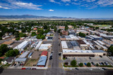 Aerial view of Monte Vista, Colorado on a summer morning 