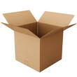 © Feel Fine - Open cardboard box isolated on transparent background, empty brown packaging cutout