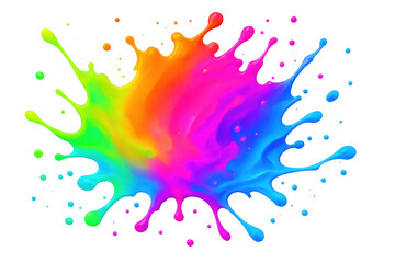 Leinwandbilder - Colorful paint splattering, creating a vibrant and dynamic visual on a transparent background, perfect for creative projects