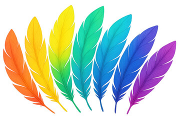 Aufkleber - Rainbow-colored feathers fanning out, spectrum gradient emerging against transparent backdrop