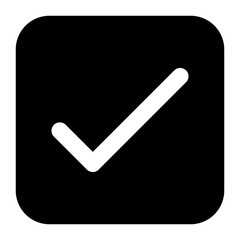 Poster - white check mark icon on black round circle transparent background png file type flat style tick icon for web site design, logo, app, UI design