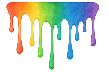 Leinwandbilder - Paint dripping colorfully, forming fluid abstract pattern with vivid splashes cascading dynamically across transparent backdrop