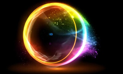 Poster - Colorful, glowing, abstract ring with particle effects