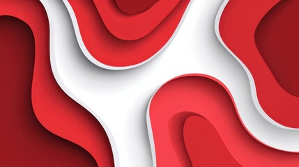 Poster - Red and white abstract papercut corporate background. Vector geometric design, no logos, no brands