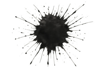 Poster - Dark ink splattering across a transparent background, creating a rich texture and artistic effect perfect for abstract design and wallpaper