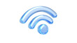© HavingFunShop - Wi-Fi signal icon in 3D glass style, glowing blue, on white background, PNG