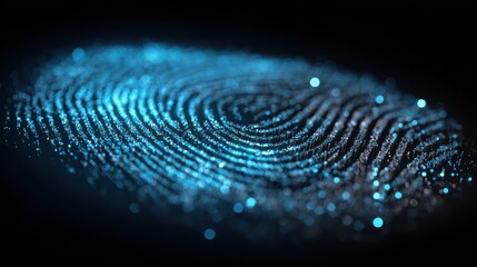 Poster - Fingerprint, security and biometric authentication technology, digital illustration.