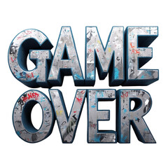 Poster - Download game over illustration with urban graffiti style for video game concept design use image now on transparent background