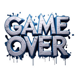 Poster - Downloadable game over screen graphic element for video game design and digital artwork with white letters on transparent background