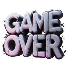 Poster - Illustration of game over text with grunge texture for gaming and esports related designs and content creation on transparent background
