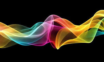 Poster - Abstract rainbow waves on black background