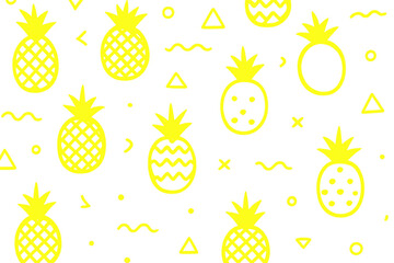 Poster - Stylized pineapples dancing across geometric patterns, creating vibrant tropical design with summery feel on transparent background
