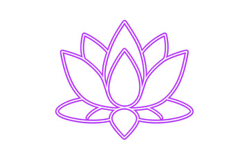 Aufkleber - Purple neon lotus flower shining on a transparent background, perfect for spiritual or wellness projects