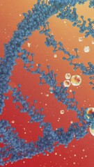 Poster - Animation of bubbles over dna strand on orange background