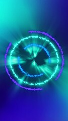 Poster - Glowing blue data loading ring over glowing green lights on dark background