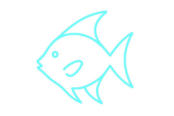 Poster - Simple light blue fish icon swimming, isolated on transparent background, ideal for graphic design projects