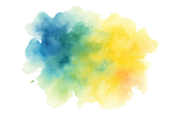 Fototapete - Watercolor blob blending vibrant blue, green, yellow hues into abstract artistic design against transparent background