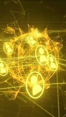 Poster - Network of connections and user icons animation over abstract digital background