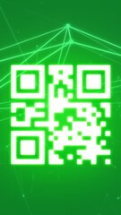 Poster - Animation of qr code with white network of connections on green background