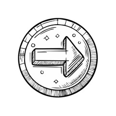 Fototapete - Hand-drawn Arrow Inside Circular Frame Indicating Direction or Navigation on Black Background