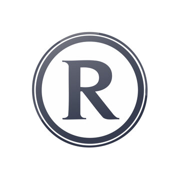 Letter R Initial inside Circular Design Simple Typography Graphic Element