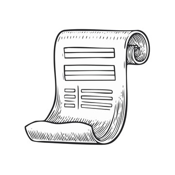 Hand-Drawn Paper Scroll with Form Fields on Black Background