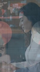 Poster - Animation of financial data processing over diverse business people in office