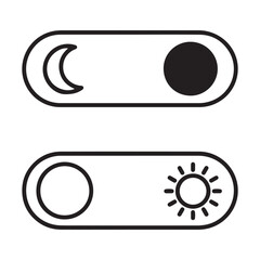 Poster - Day and Night Mode Toggle Switches for User Interface Design with Moon and Sun Icons Depicting Theme Preference
