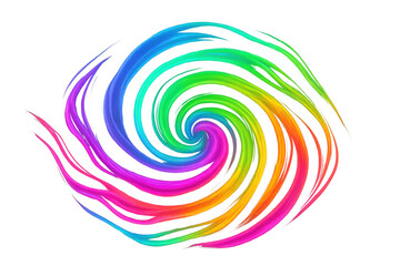 Leinwandbilder - Rainbow colored paint forming a spiral on transparent background, ideal for creative projects related to art, design, and imagination
