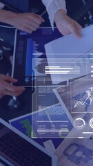 Poster - Animation of financial data processing over diverse business people in office