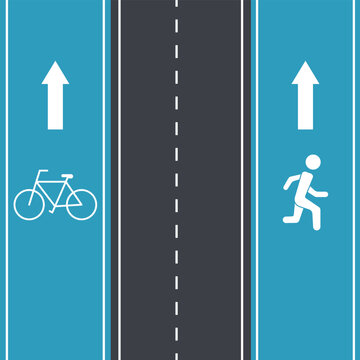 Bicycle, Car And Walking Lane Icon Vector Design.
