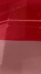 Poster - Mathematical graph and equations animation over red and white waving flag